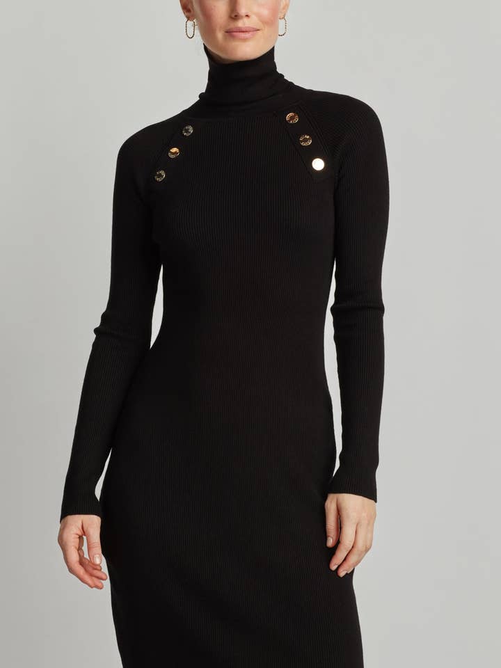 ABITO SAGOMATO A COLLO ALTO IN MAGLIA A COSTINE per la vendita all'ingrosso da parte di Ellen Tracy