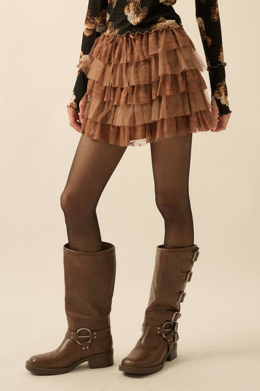 Promesa USA - Wholesale Skirt - Women's - Lace and Tulle Tiered Ruffle Mini Skirt28