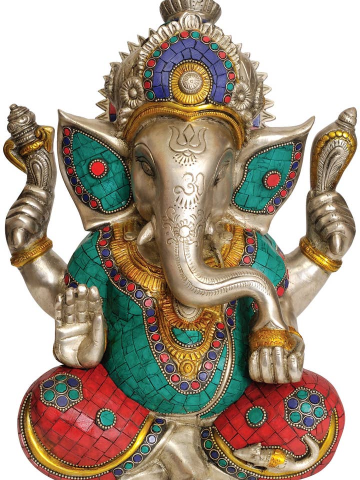 12" Lord Ganesha In Brass | Handmade | Ganesha Statue for wholesale by Exotic India Art
