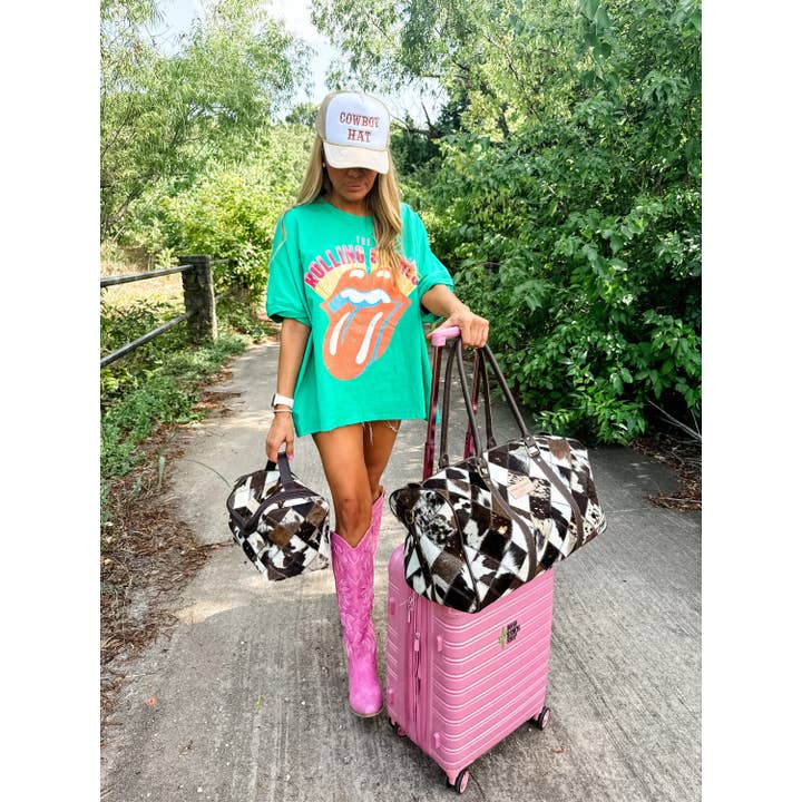 Boho Ranch Shop - Wholesale Weekender Bag - Women's - BOHO LUXE DUFFLE Weekender Leather HairOn Cowhide Travel Bag5