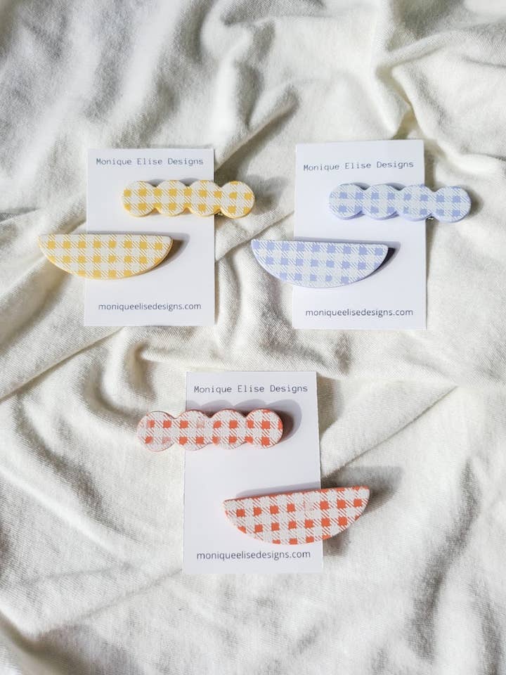 Plaid Hair Clip Sets for wholesale by Monique Elise Designs