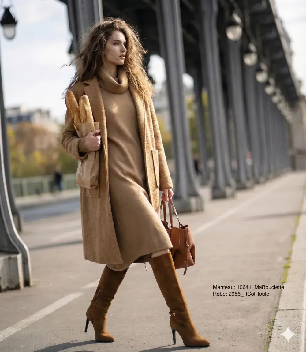 Mimi & Gogo - Wholesale Coat - Women's - Boucle Coats With Two Pockets @10641_MaBouclette8