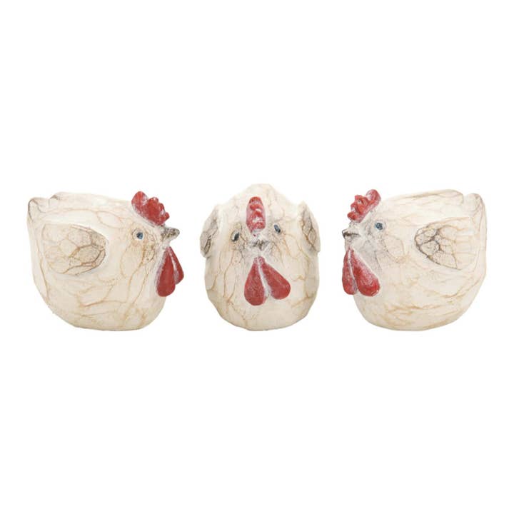 3 Asst Little Resin Hens for wholesale by WT Collection