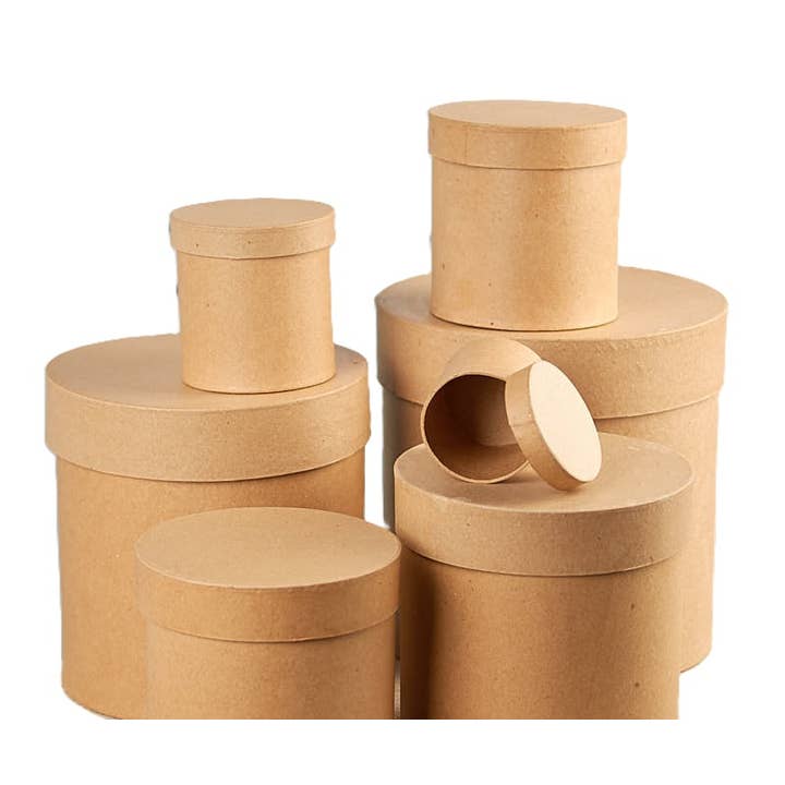 Factory Direct Craft – wholesale Gift box – Premade 5-Piece Nested Round Paper Mache Box Set