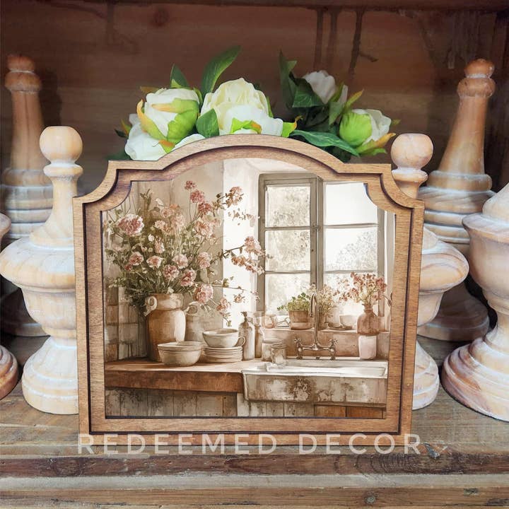 Redeemed Decor - Wholesale Decorative Tabletop Object - Provincial Rustic Kitchen Framed Art