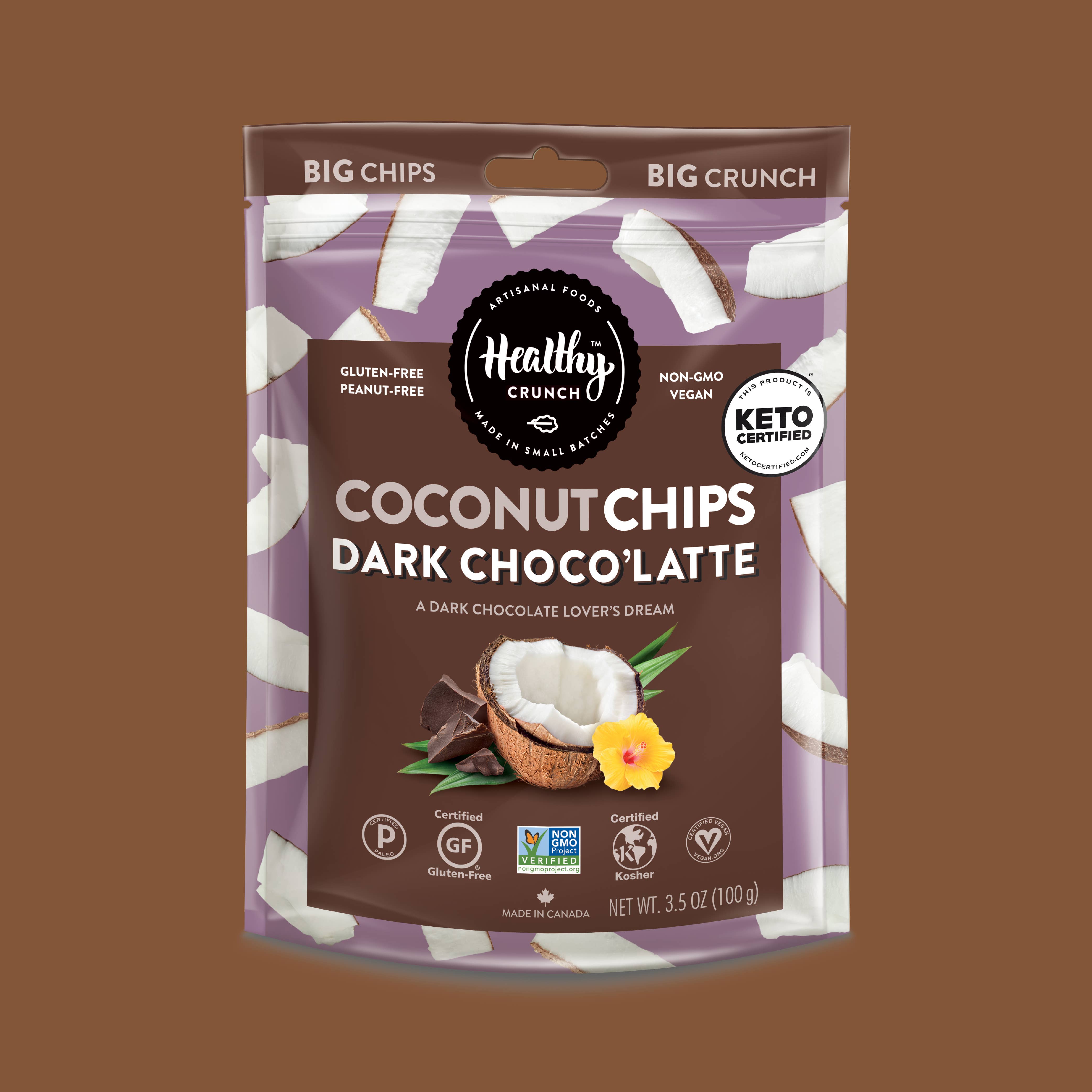 Healthy Crunch - Wholesale Chips - Dark Choco'Latte Coconut Chips