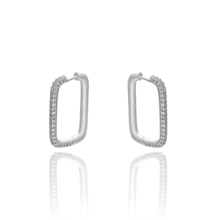 KIKICHIC – wholesale Hoop earrings – Large CZ Rectangle Hoop Earrings