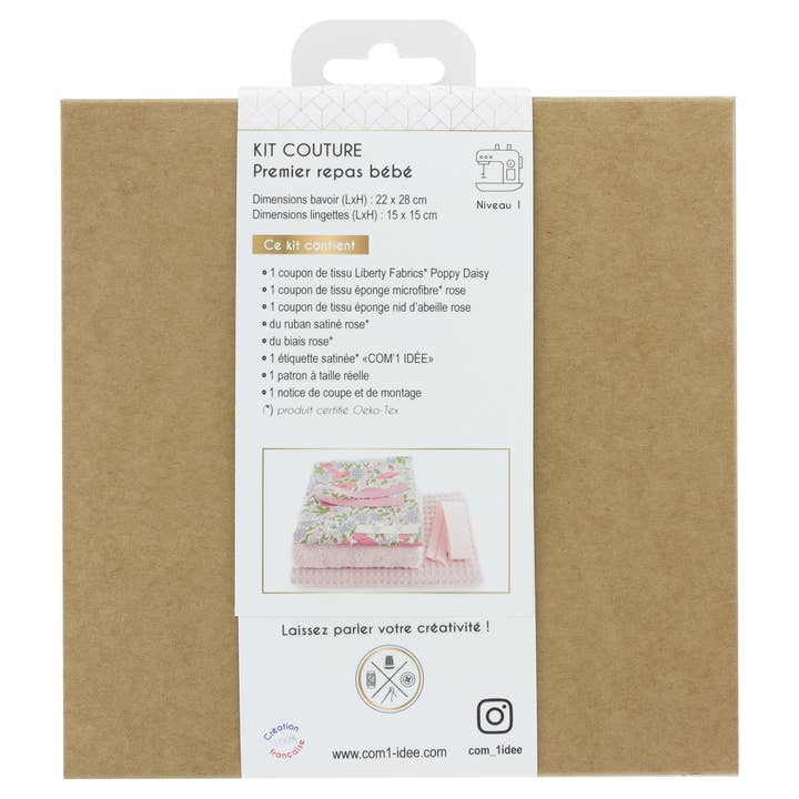 Com'1 Idée - Vente Kits de couture - Kit premier repas bébé | Rose