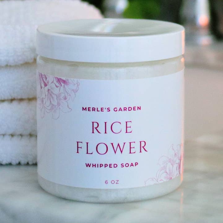 Rice Flower Whipped Soap for wholesale by Merle's Garden