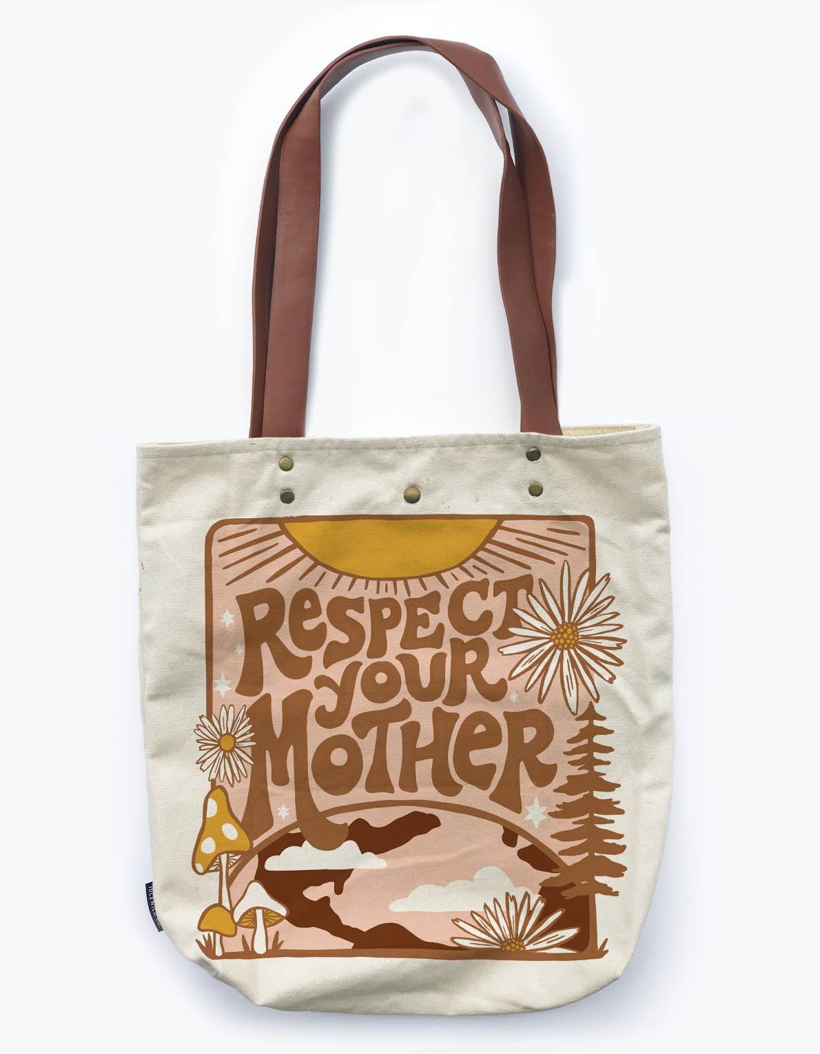 Idlewild Co. - Wholesale Tote Bag - Women's - Respect Your Mother Canvas Tote Bag w/ Vegan Leather Handles3