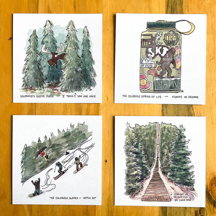 Doodled By Carrie - Wholesale Postcard - Colorado Doodlegram Pack1