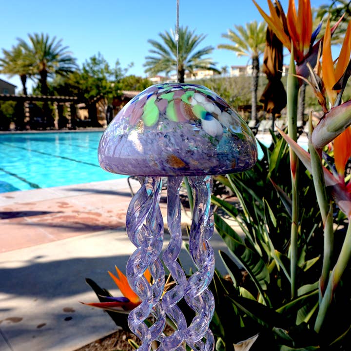 ApricotMint - Wholesale Wind Chime - Medium Art Glass Jellyfish Chime