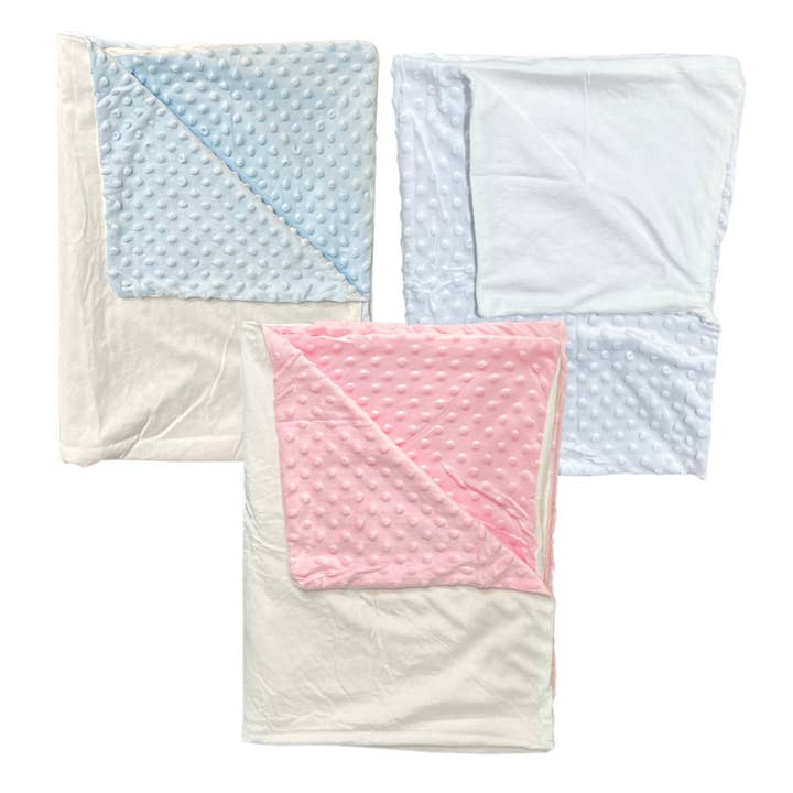 Sublimation Kings of Florida - Wholesale Bedding Blanket - Kids & Baby - Sublimation Plush Minky Baby Blankets | Blue, Pink, White