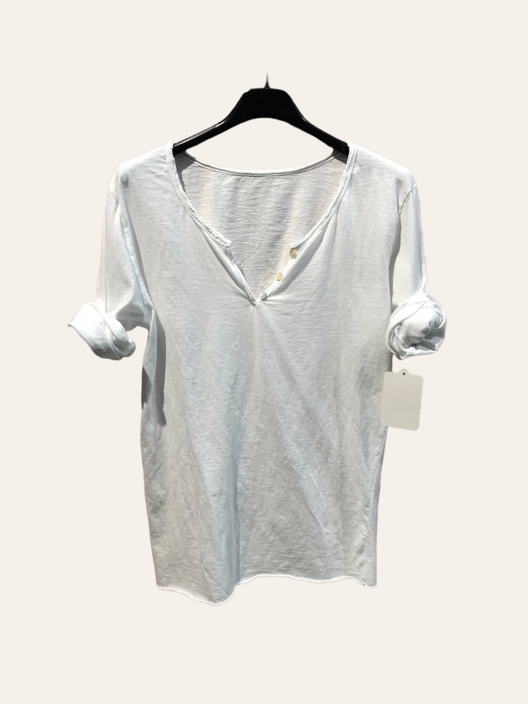 Moonsun - Wholesale T-Shirt - Women's - Plain long sleeve cotton T-shirt with Tunisian collar #30381
