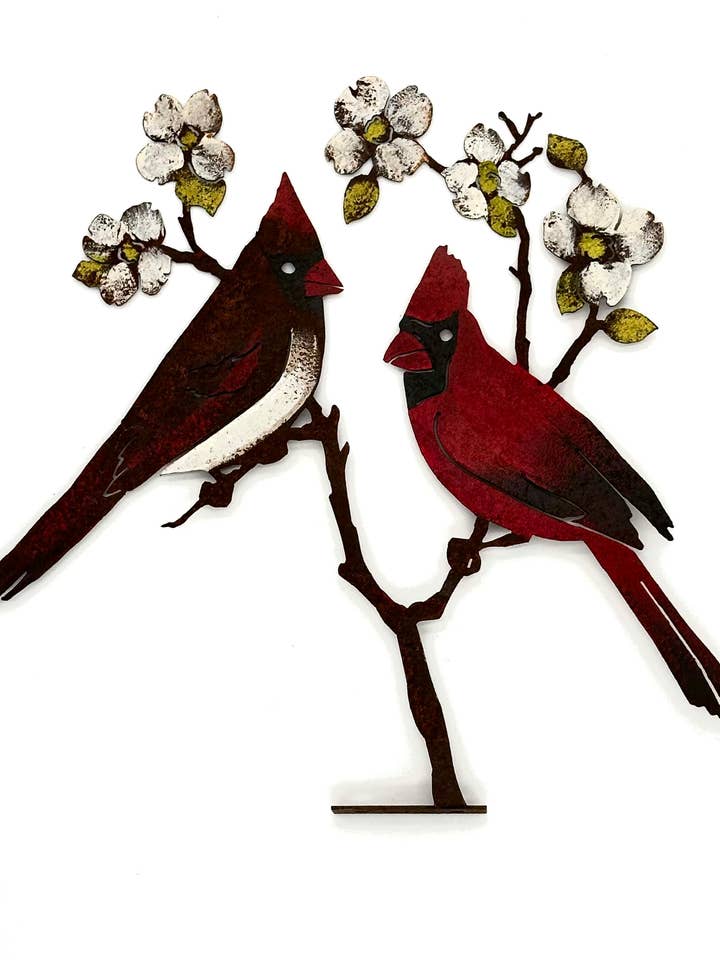 Cardinals on Dogwood Tab -Painted for wholesale by Elegant Garden Design