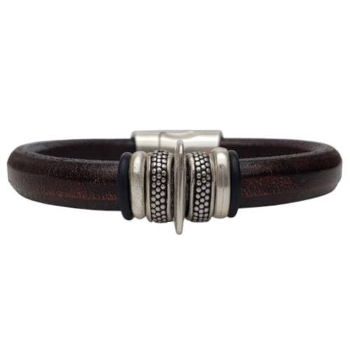 Pulseira de couro masculina, pulseira feminina, Io, prata por atacado de The Essence of Silver