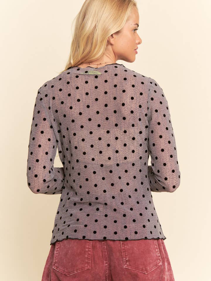Davi & Dani - Wholesale Knit Top - Women's - sheer long-sleeve mesh top17