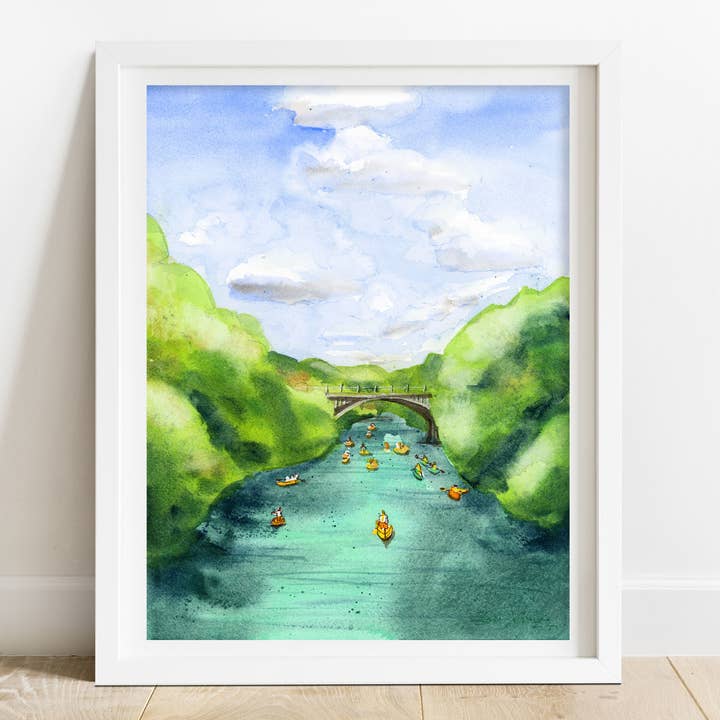 Austin Art Print - Ladybird Lake Kayak, Austin artwork for wholesale by Zoee Xiao Artworks