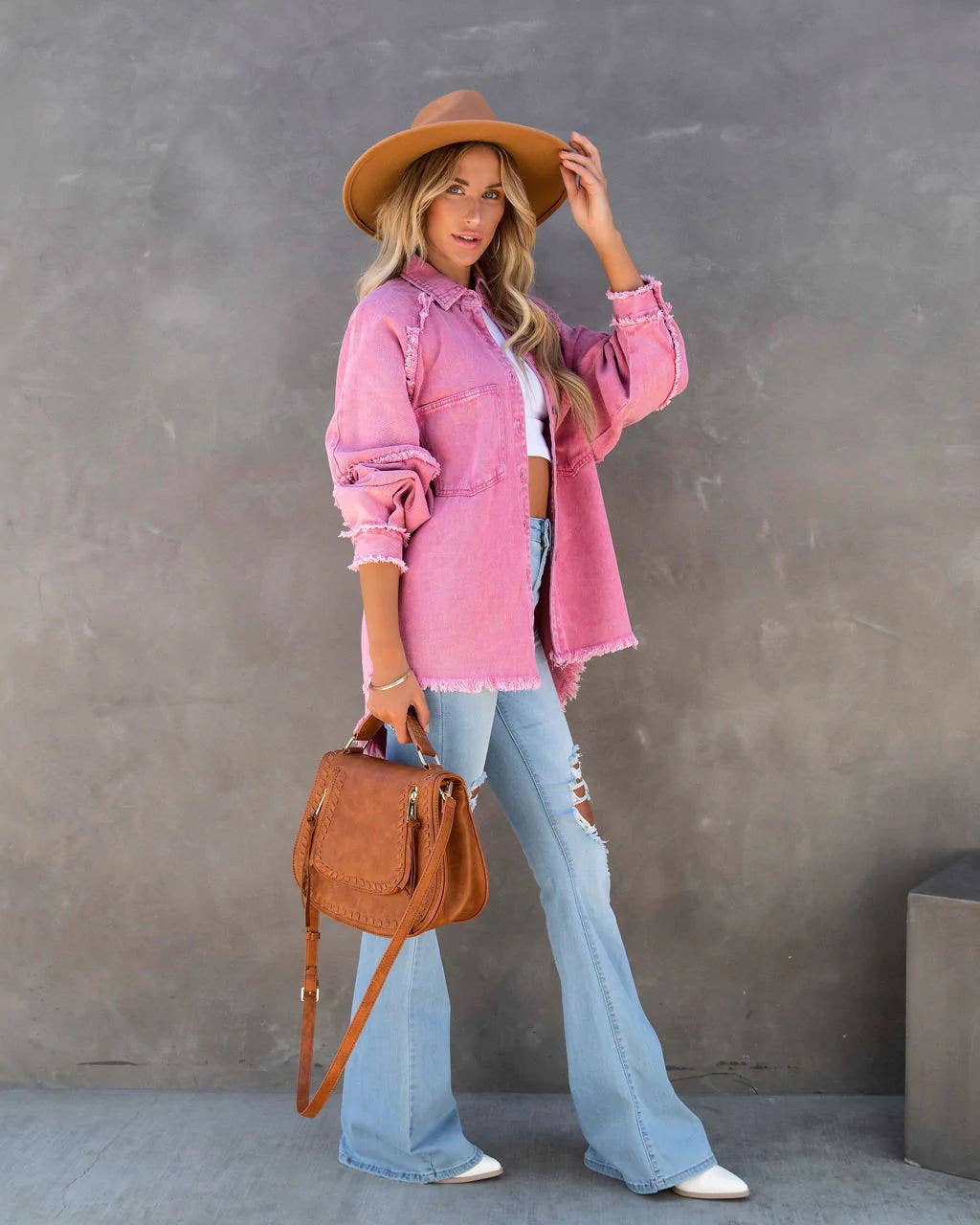 Sweetkama – Großhandel Hemdjacke/Shacket – Damen – Damenjacke mit langen Ärmeln in Uni-Farbe, Modell 5801310