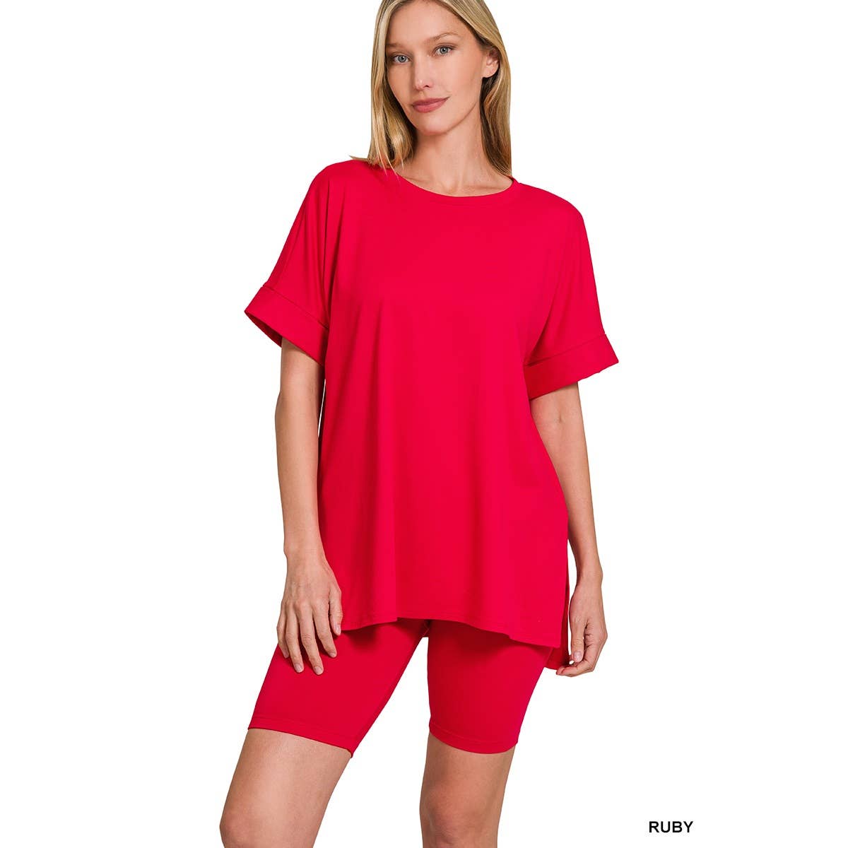 Apolline – wholesale Lounge set – Women's – BRUSHED DTY MICROFIBER ROUND NECK TOP AND BIKER SHORTS10