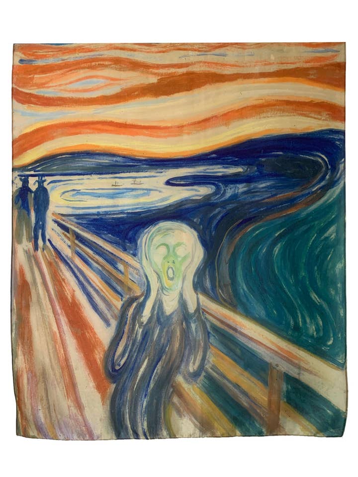 Edvard Munch Impressionist The Scream Painting Print Art Silk Scarf for wholesale by Fashion Scarf World