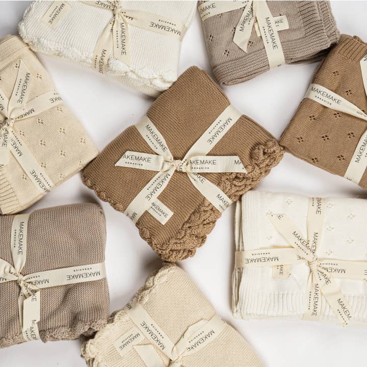 Makemake Organics – wholesale Bedding blanket – Kids & Baby – Organic Cotton Pointelle Baby Blanket - Brown