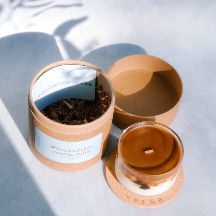 Verba Candle Co – wholesale Burkljus – Kaffeljus - Där kaffe möter mjölk, Naturligt kokosvax3