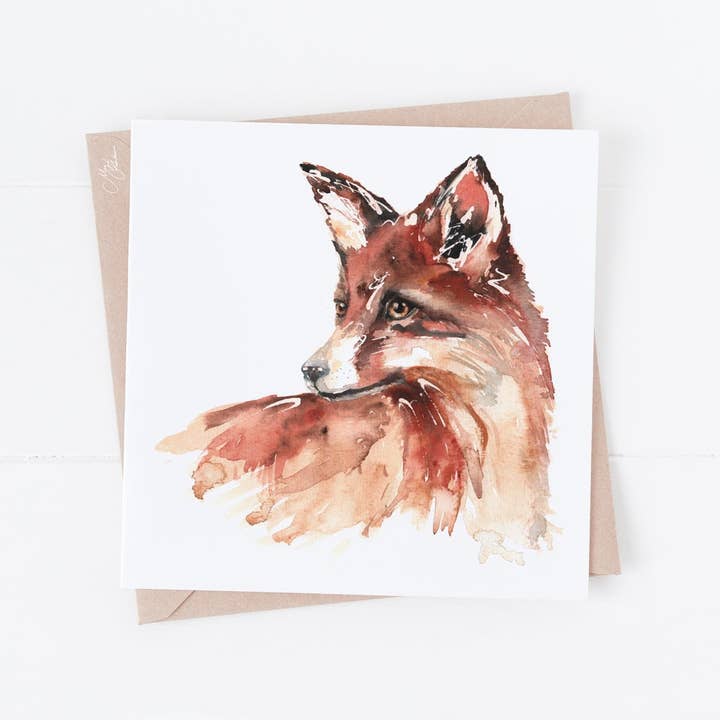 Fox Greeting Card for wholesale by Meg Hawkins Art
