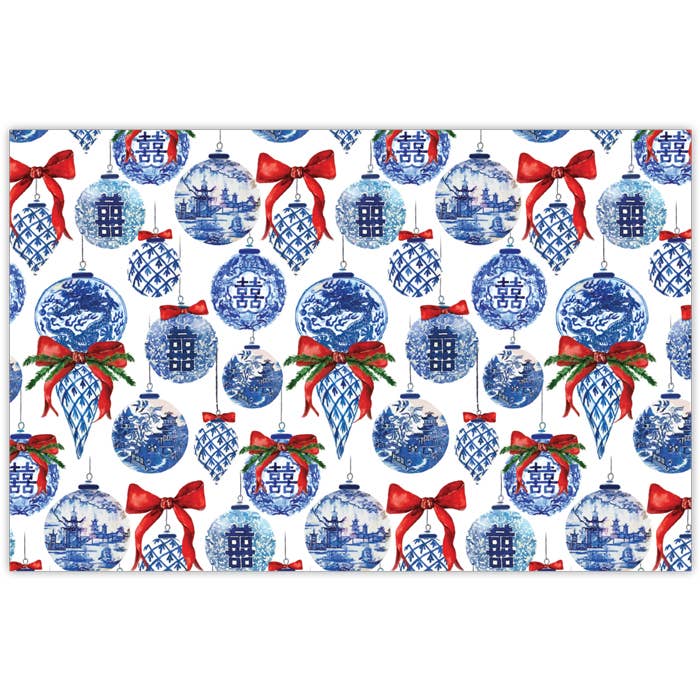 Set de table bleu asiatique Tom Tom Holiday Motif cônes pour la vente par RosanneBeck Collections