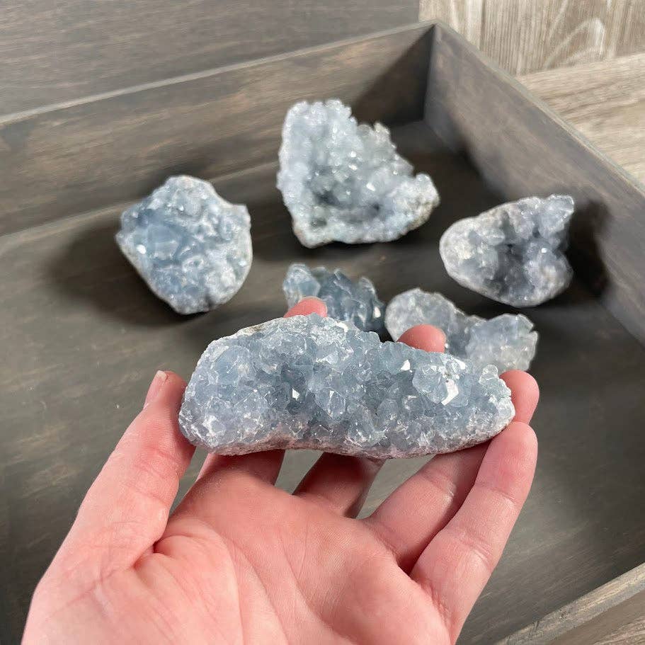 Keystone Crystals - Wholesale Spiritual Stone/Crystal - Celestite Clusters - 3 Lb Bulk Lot of High-Quality Natural Crystal Specimens4