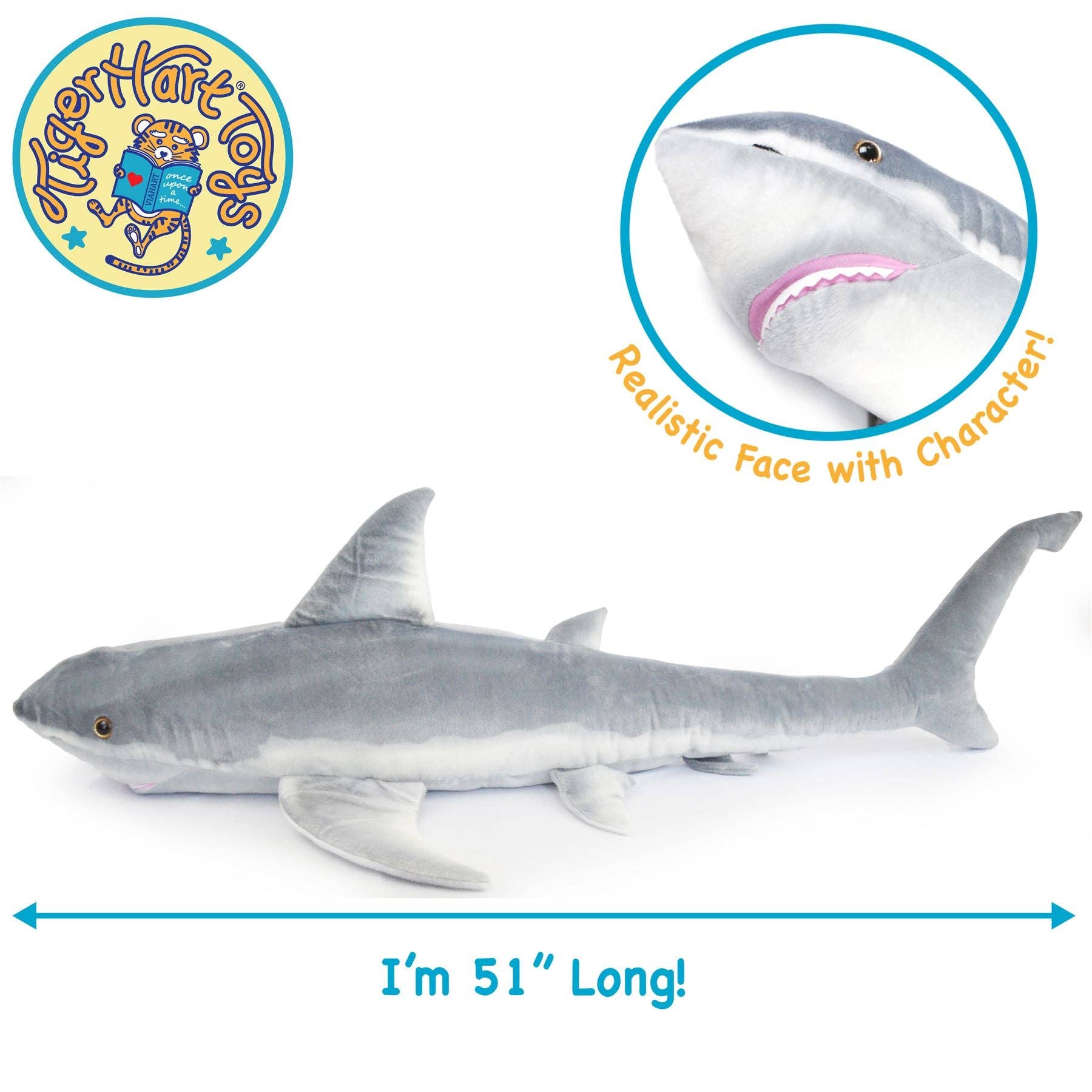 VIAHART Toy Co. - Wholesale Stuffed/Plush Toy - Kids & Baby - Kiki The Great White Shark | 52 Inch Stuffed Animal Plush2