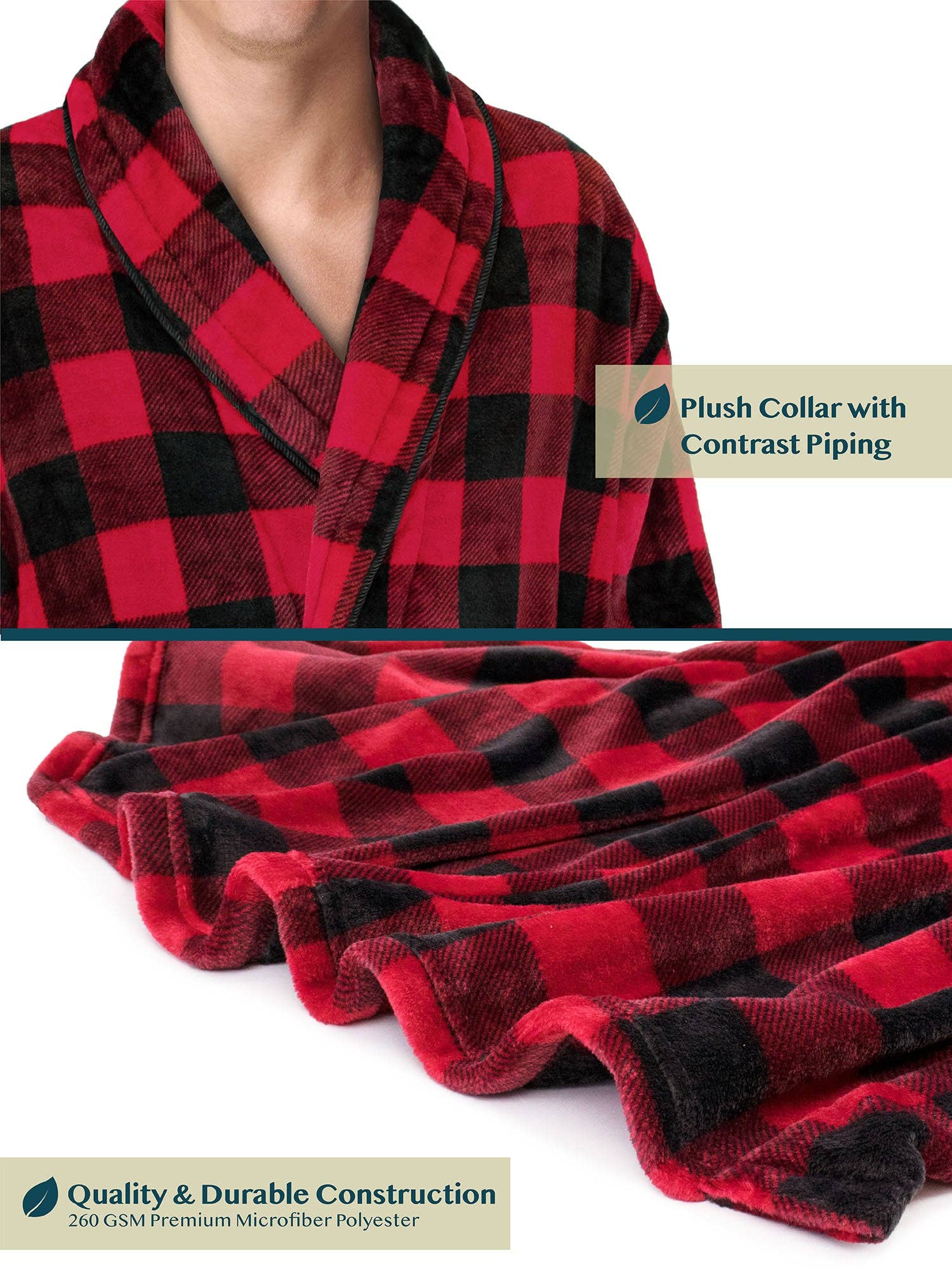 Pavilia - Wholesale Badjas - Heren - Herenbadjas van fleece met contrastpaspel15