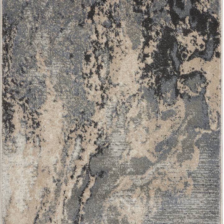 HomeRoots - Venta al por mayor Alfombra pequeña - Alfombra Pasillo Abstracta Antideslizante Beige Gris e Ivory de 8'1