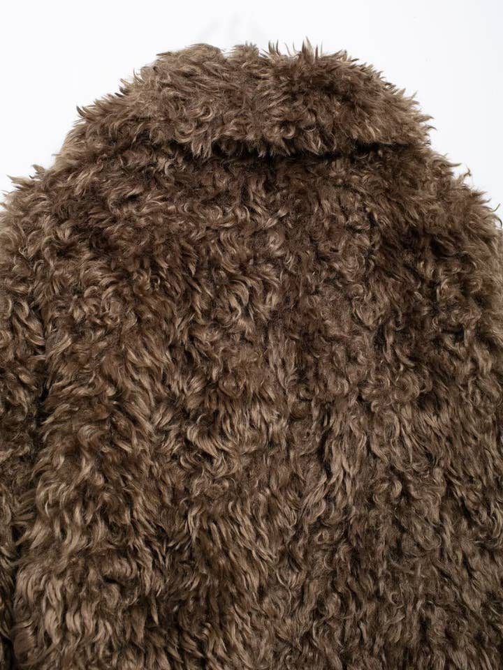 Rich Brown Cozy Faux Fur MidLength Coat Autumn 2025 for wholesale on Faire11