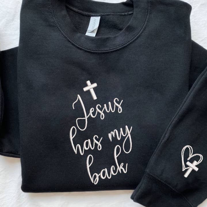 One Nine - Vente Sweat-shirt – femme - Chandail brodé Jesus Has My Back3