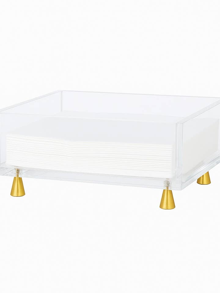 Footed Napkin Holder, Gold - Lunch/Dinner for wholesale by Maven Home