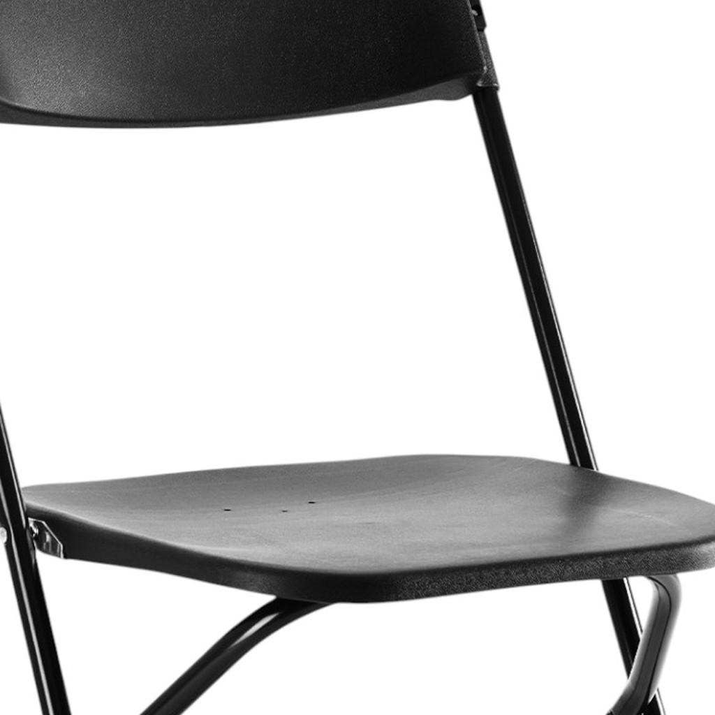 HomeRoots - Venta al por mayor Sillas de exterior - Juego de cuatro sillas de comedor plegables y apilables de metal negro para exterior5