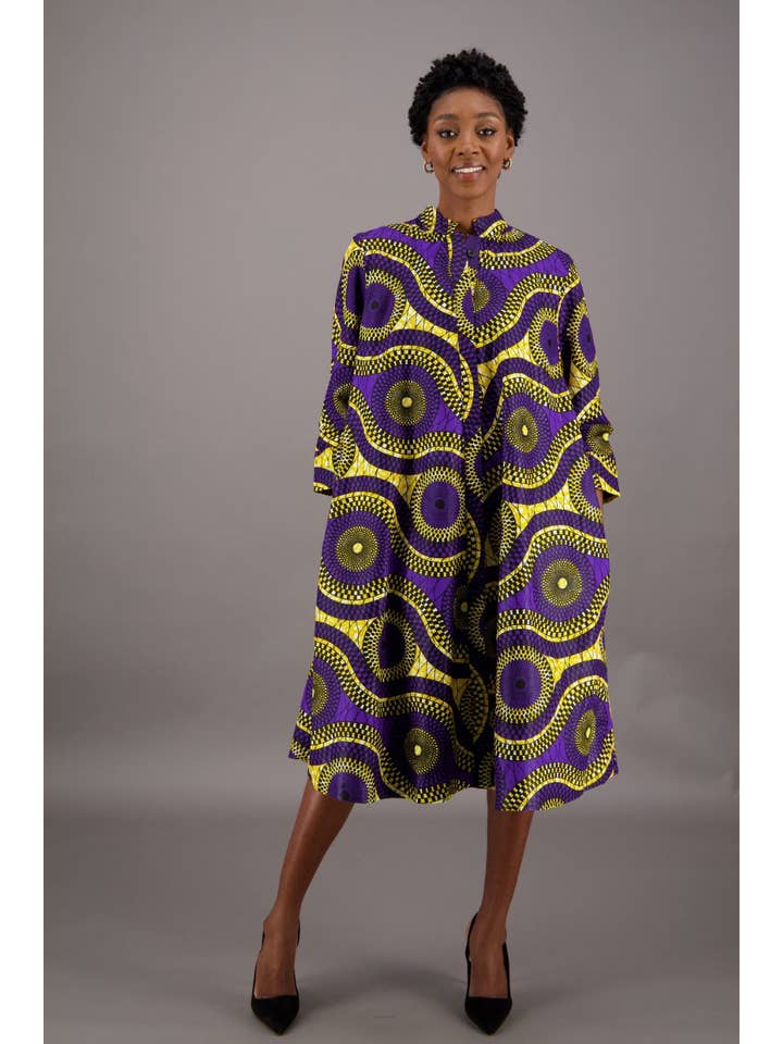 Mandarin Collar Button Down Dress AD-25042-256 for wholesale on Faire