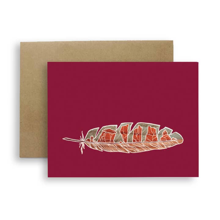 Desert Feather Greeting Card for wholesale by Red Umbrella Designs