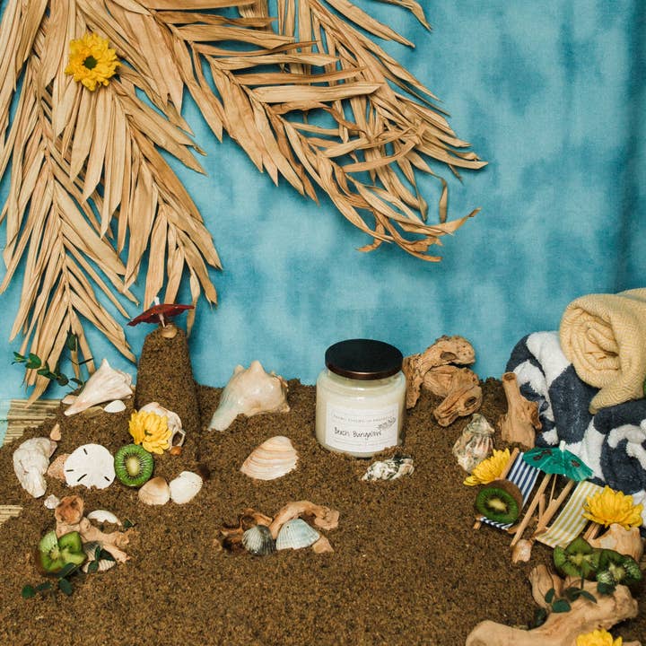 Palms, Psalms, & Prosecco - Wholesale Jar/Filled Candle - Beach Bungalow Soy Candle1