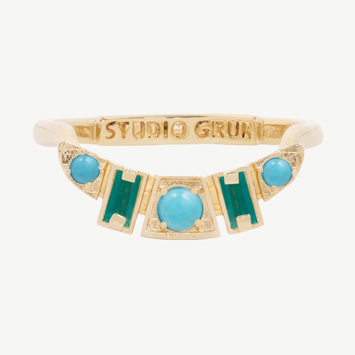Sunny Ring in Turquoise + Green Onyx for wholesale by Studio Grun