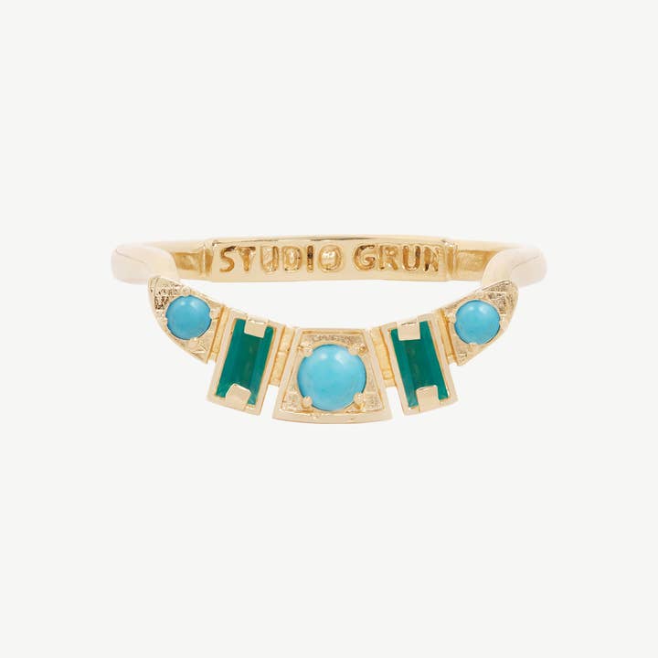 Sunny Ring in Turquoise + Green Onyx for wholesale by Studio Grun