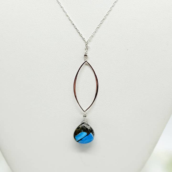 XL Turquoise Teardrop Ring Silver Necklace for wholesale by Susan Roberts Jewelry