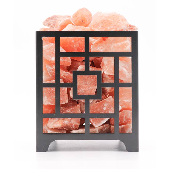 Himalayan Secrets - Wholesale Accent/Desk Lamp - Himalayan Salt Square Basket Lamp