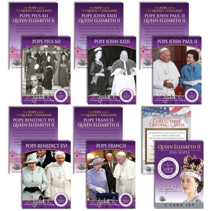 Queen Elizabeth Ii & 6 Popes "Platinum Jubilee" Edition Card Set - Ships Fast, Free To Us for wholesale by The Merrick Mint