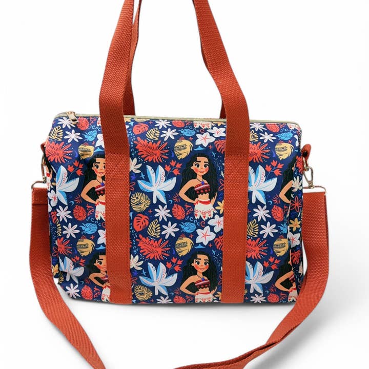 Navy blue character printed girls duffle bag. for wholesale on Faire