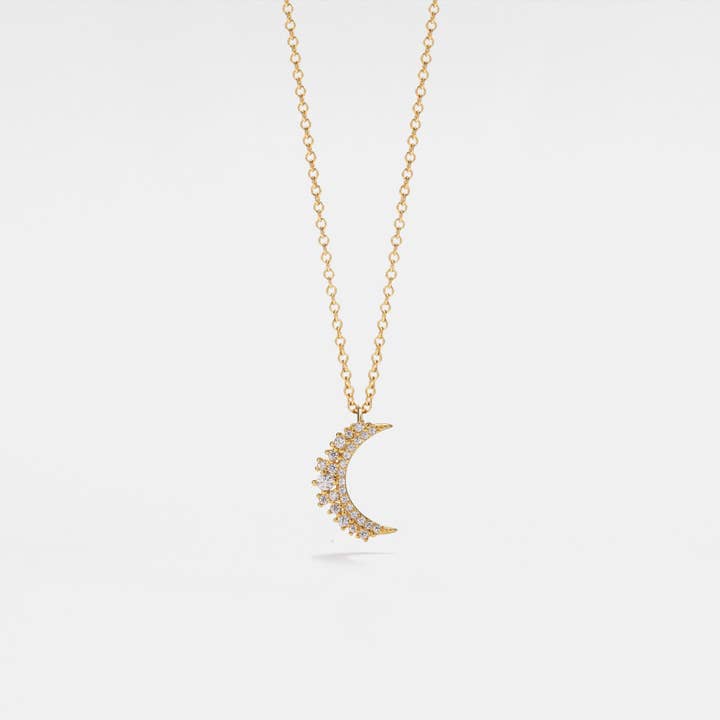 Crescent Moon Charm Wedding Necklace in 925 Sterling Silver for wholesale by Perimade & Co. LLC