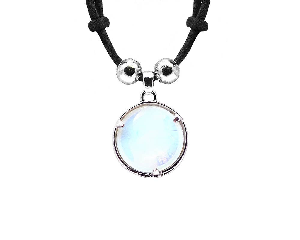 Pichincha - Wholesale Pendant/Charm Necklace - Round Metal Moon and Stars Stone Pendant Adjustable Necklace2