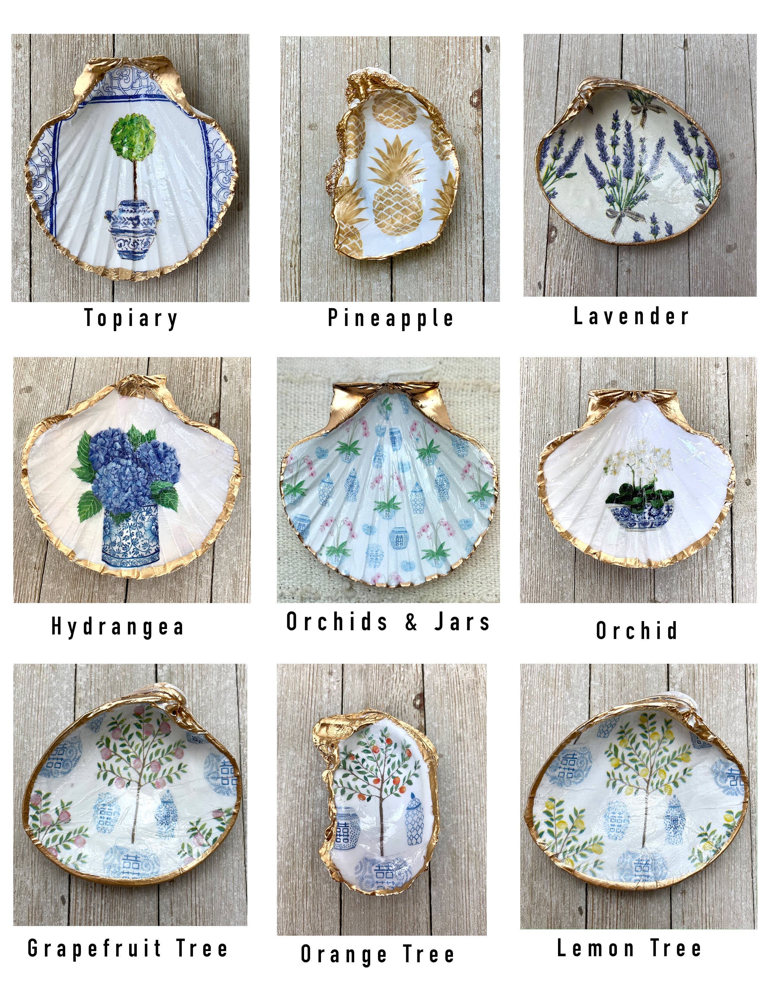 Ten Twenty Six Designs – Prato/tigela decorativa por atacado – Conjunto de Conchas para Decoupage – Vieira, Ostra ou Amêijoa16