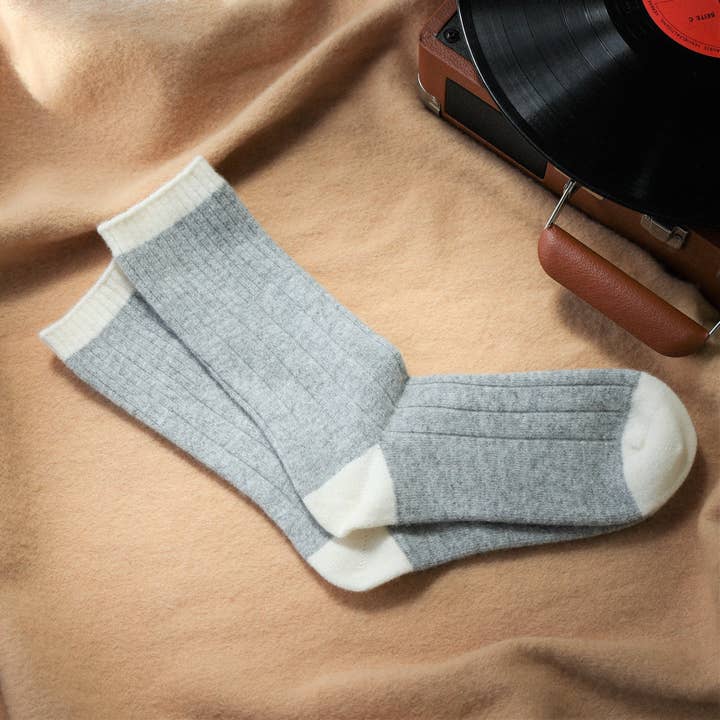 KLUE - Vente Chaussettes – femme - Chaussettes à bandes en laine mérinos KLUE | Gris